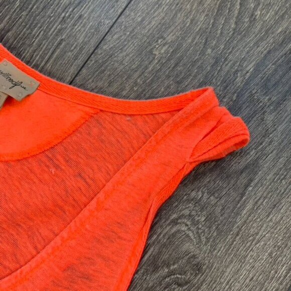 Aritzia Wilfred Free Muscle Tee T-shirt Bright Orange Burnout Sleeveless Size XS - Picture 6 of 9